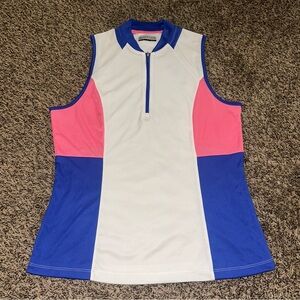 Colorblock Sleeveless Zip Golf Shirt